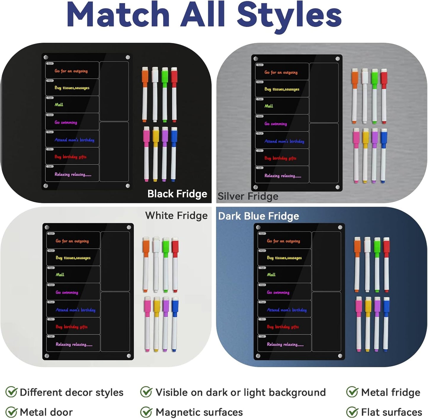Acrylic Meal Planner Magnetic Menu Board for Kitchen Fridge