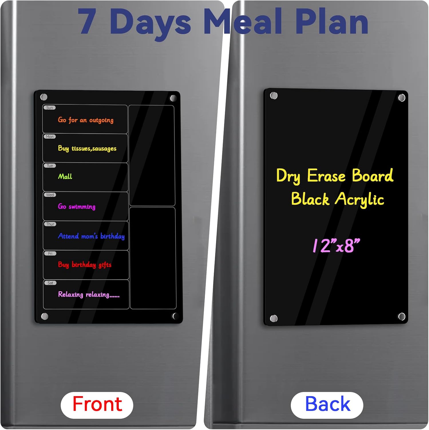 Acrylic Meal Planner Magnetic Menu Board for Kitchen Fridge