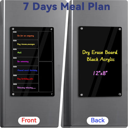 Acrylic Meal Planner Magnetic Menu Board for Kitchen Fridge