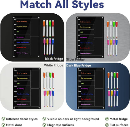 Acrylic Meal Planner Magnetic Menu Board for Kitchen Fridge