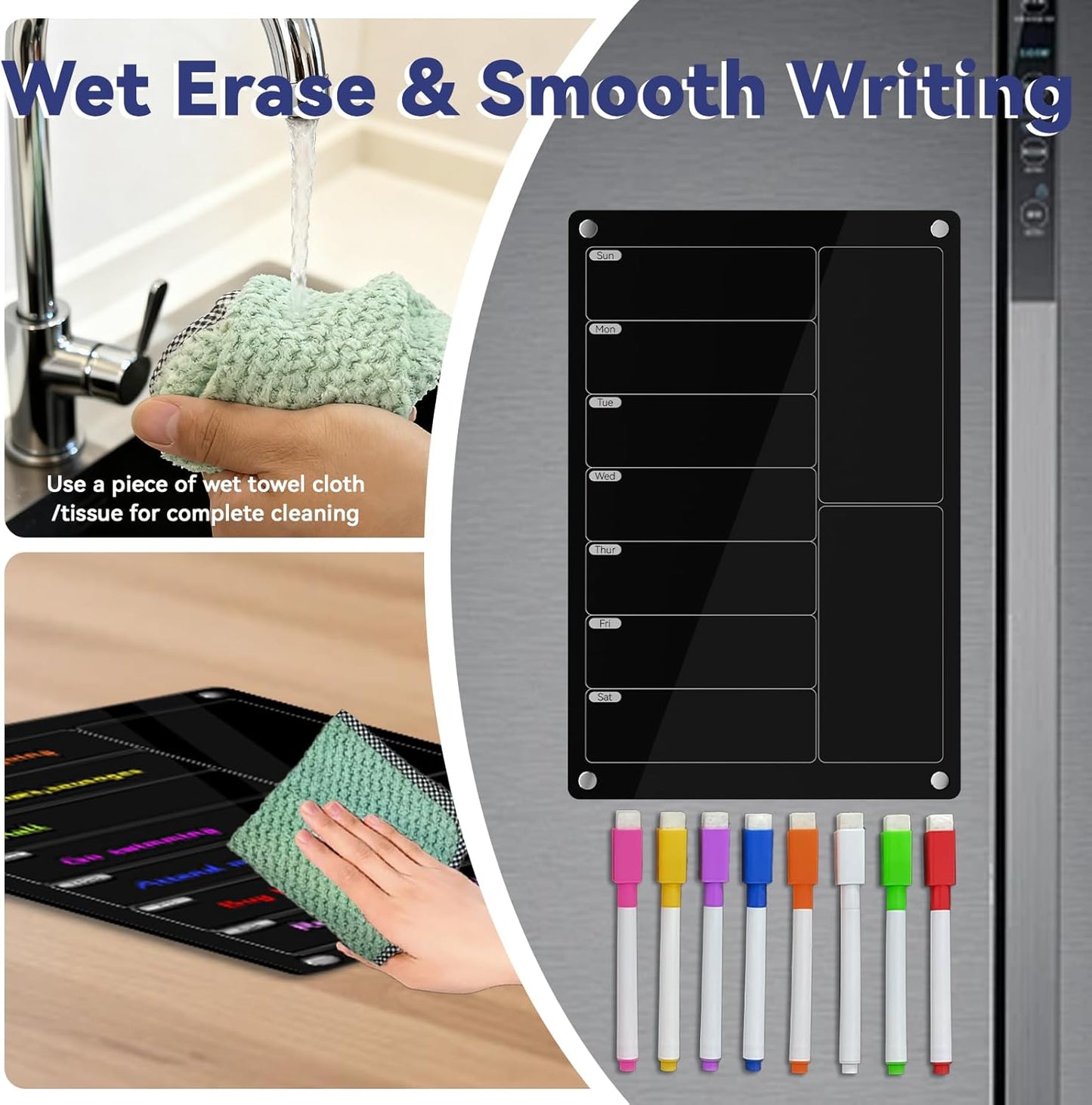 Acrylic Meal Planner Magnetic Menu Board for Kitchen Fridge